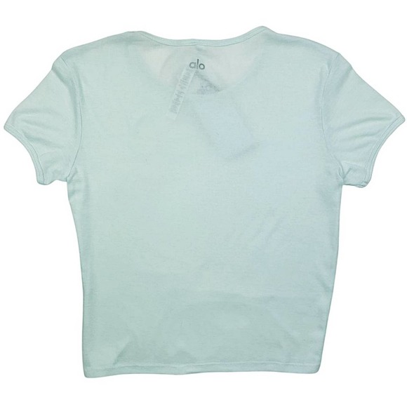 ALO Yoga Mint Crewneck Short Sleeve Crop Baby Tee - Picture 7 of 10